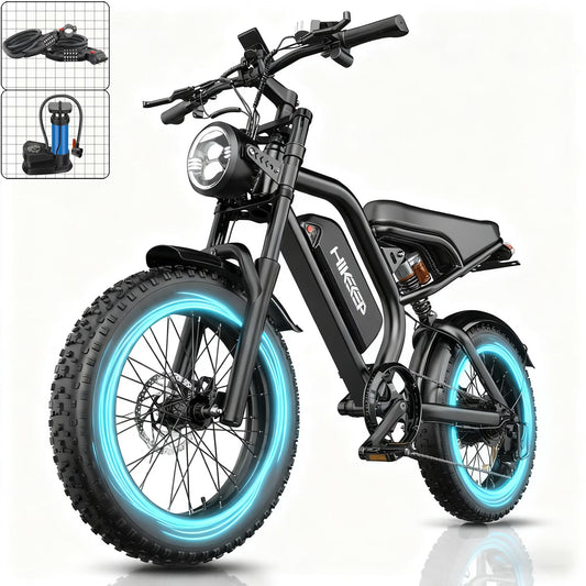 HiKeep Adult Fat Tire Electric Bike, 20 inch, 1500W Peak, 48V 15Ah, Black - K6-L-1.0