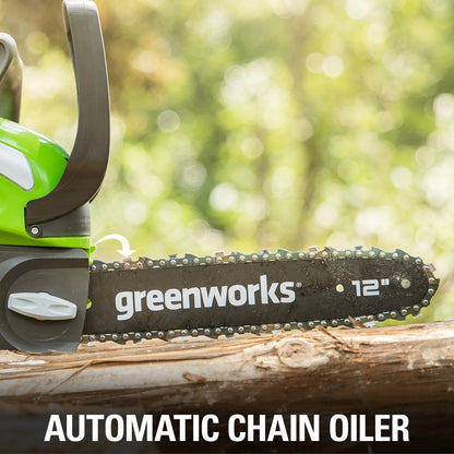 Greenworks 40V 12 in Cordless Chainsaw With 2.0 Ah Battery And Charger - 20262