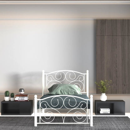 White Twin Size Metal Bed Frame