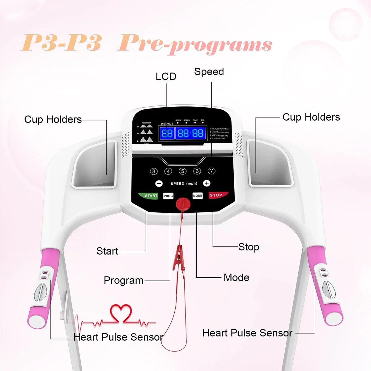 FYC Foldable Home Treadmill, 2.5 HP, 7.5 MPH, 40x14 in Running Belt