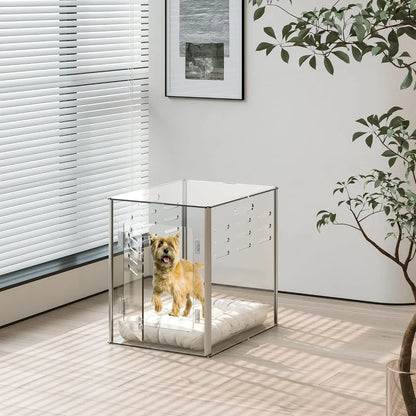 Acrylic Dog Crate Furniture, Clear, 29.9in L x 20.1in W x 22.2in H