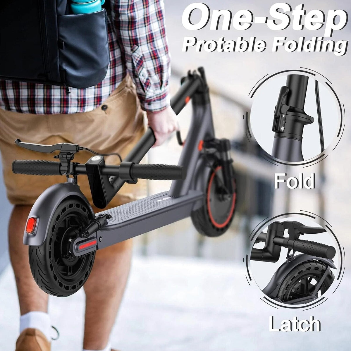 Electric Scooter 10 Inch Solid Tires, 500W, Dual Suspension