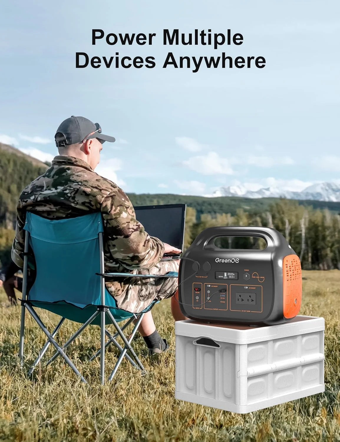 GreenOE Portable Power Station 1000W 1024Wh With 100W Solar Panel