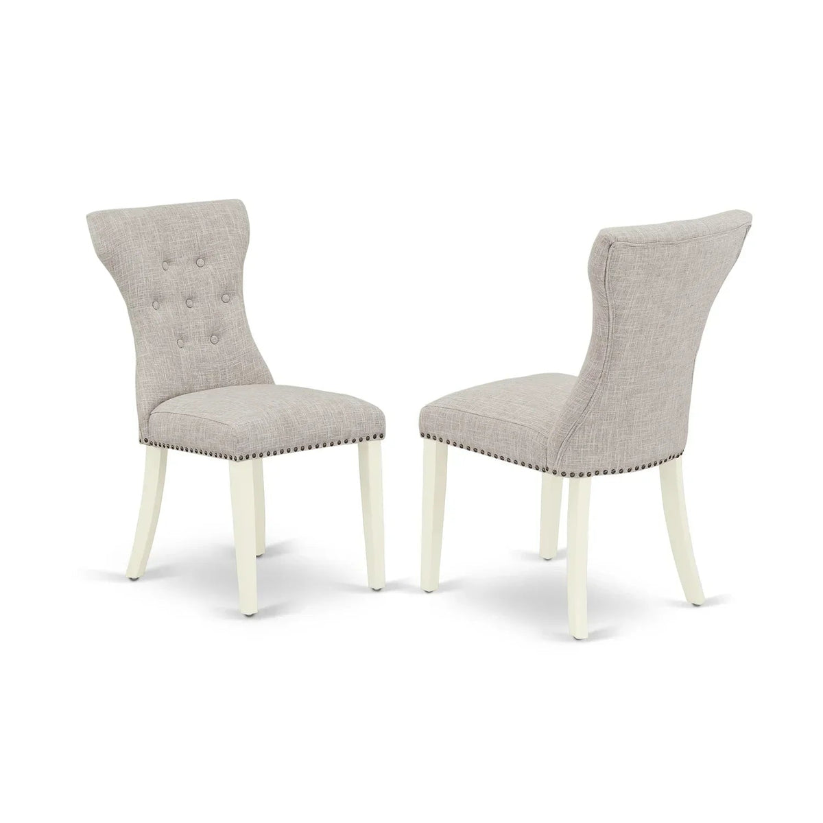 HomeStock 6-Piece Kitchen Dinette Set With Doeskin Linen Fabric Chairs, Bench And Linen White Table - Rustic Recluse