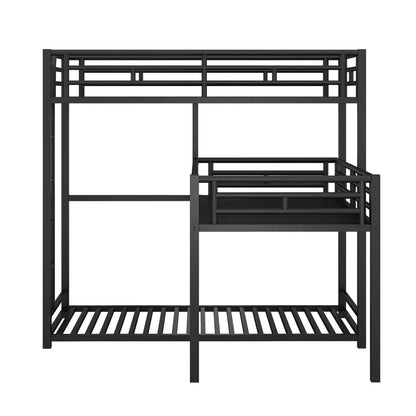 L-Shaped Metal Triple Twin Bunk Bed For 3, Black