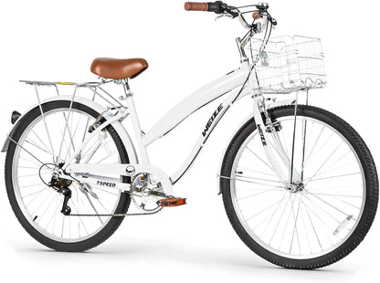 WEIZE 26 Inch 7-Speed High-Carbon Steel Beach Cruiser Bike