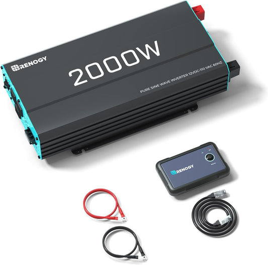 Renogy Pure Sine Wave Inverter 2000W 12V DC To 110V AC Built-In BT ATS - P2