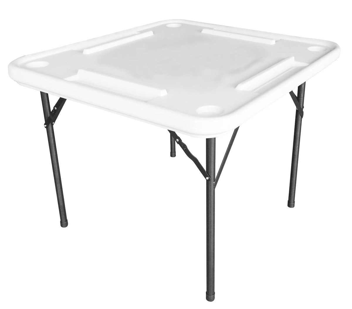 Bene Casa Foldable Domino Table With Built-In Drink Holders, 38 x 38 in, White