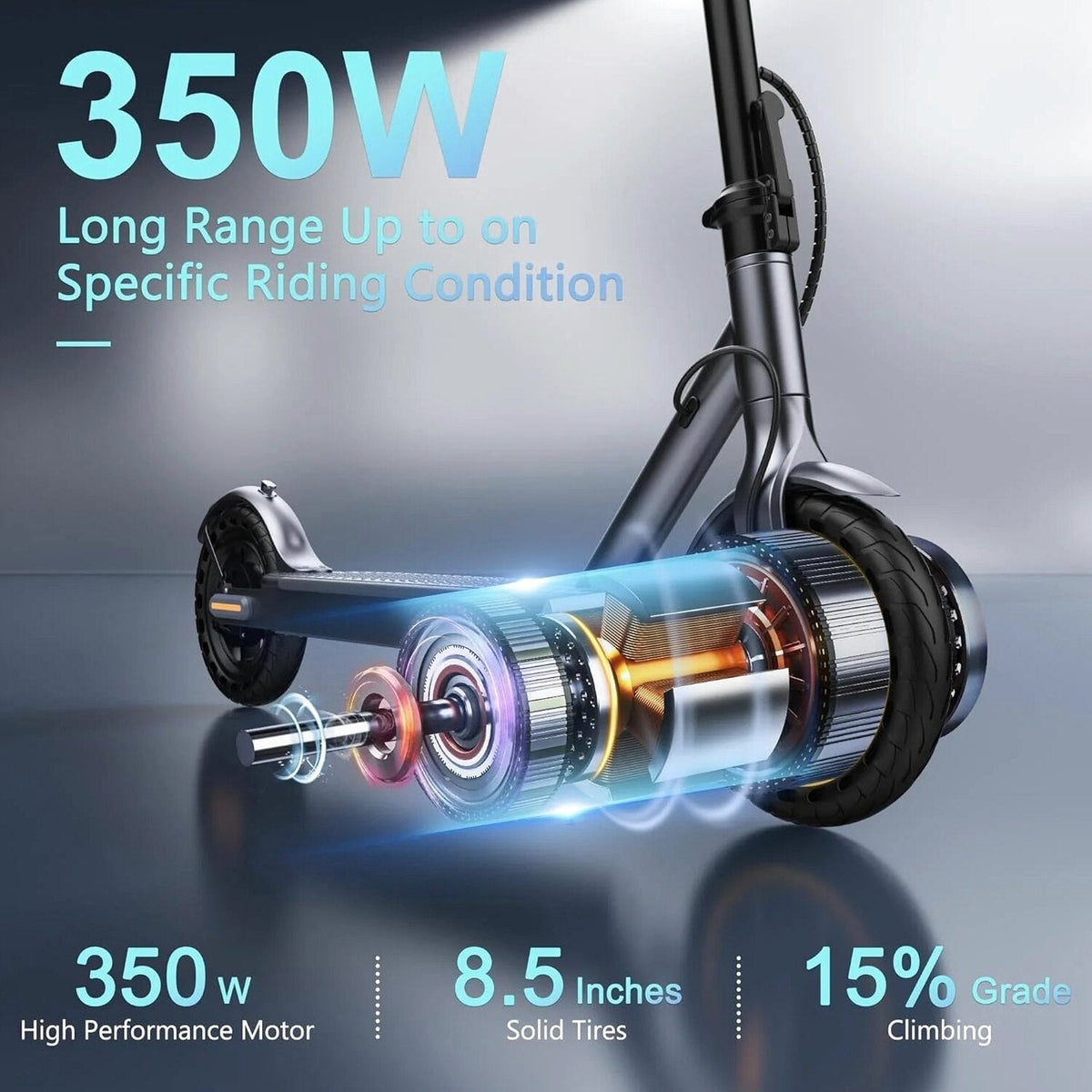 Electric Scooter 10 Inch Solid Tires, 500W, Dual Suspension