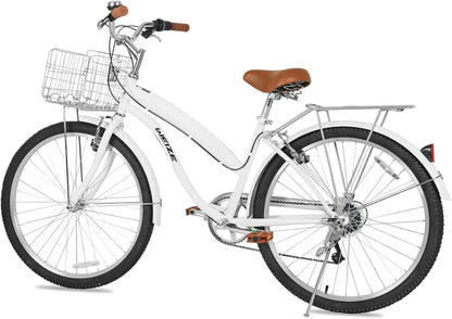 WEIZE 26 Inch 7-Speed High-Carbon Steel Beach Cruiser Bike