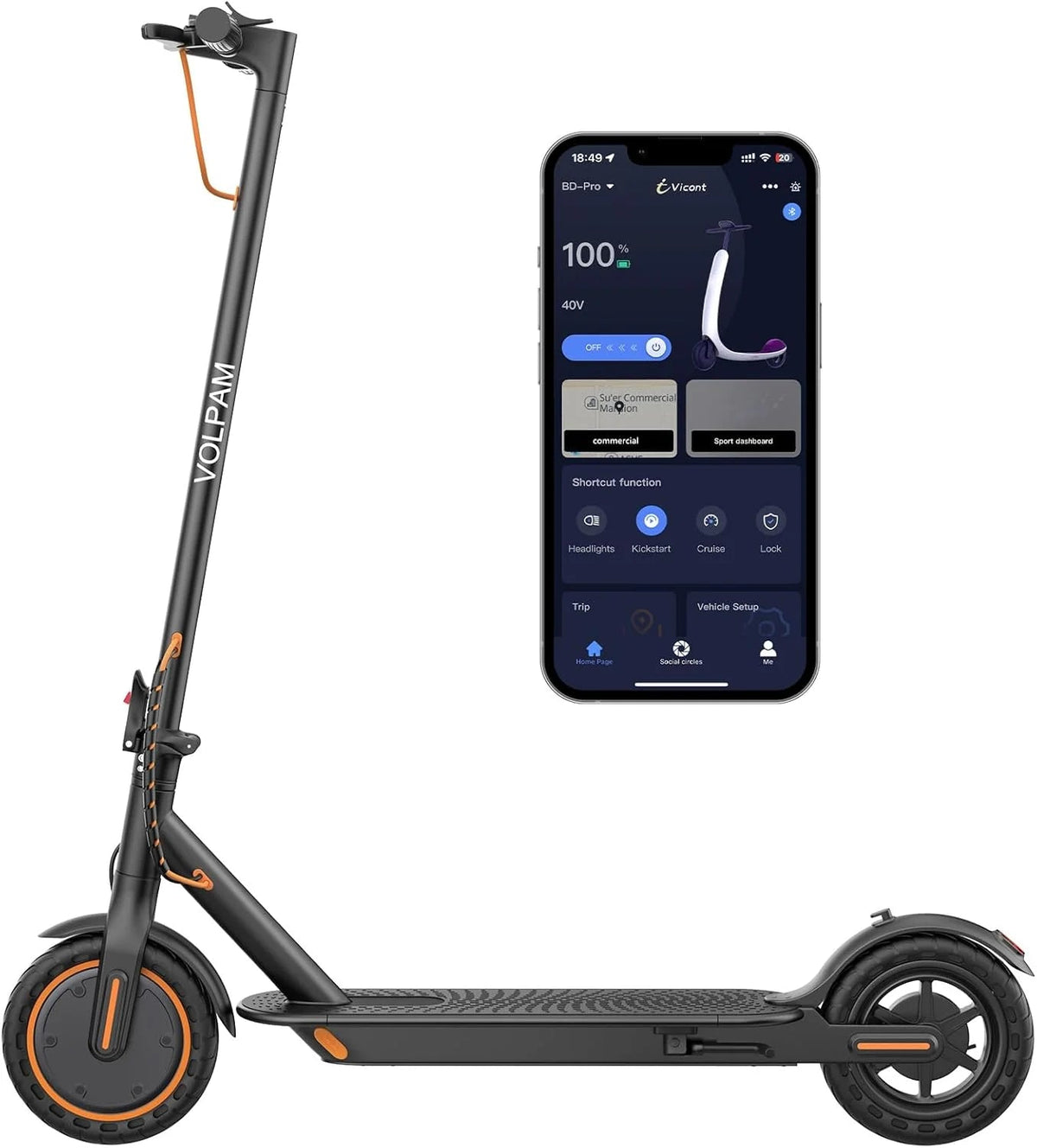 Electric Scooter 10 Inch Solid Tires, 500W, Dual Suspension