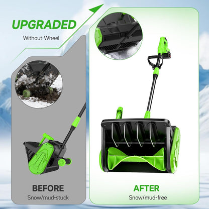 GEARPASS Cordless Snow Shovel 21V 16-Inch With 2 3000mAh Recharge Batteries