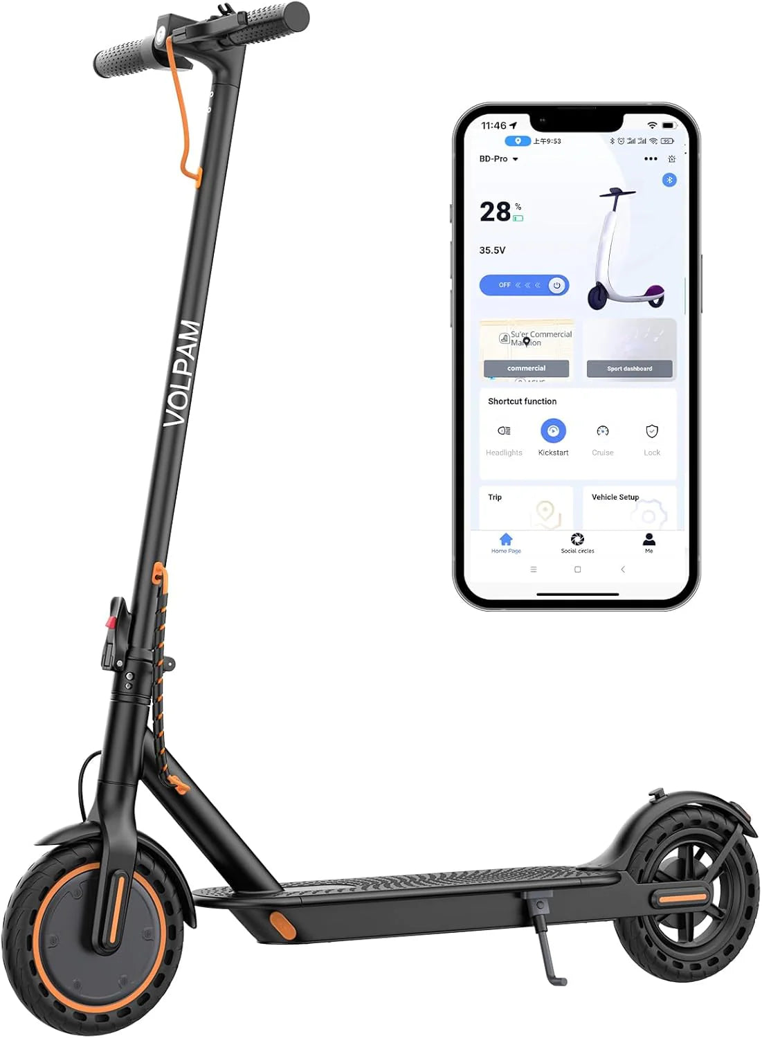 Electric Scooter 10 Inch Solid Tires, 500W, Dual Suspension