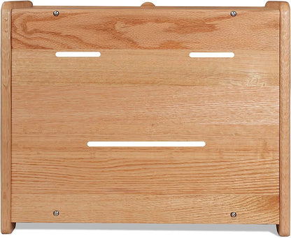 Solid Wood Oak Bread Box, Double Layer, Large Capacity, Clear Window - Nature