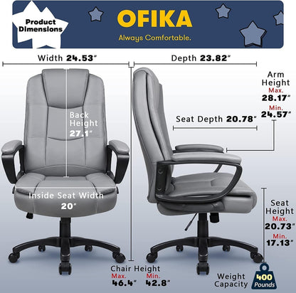 400 LBS Big And Tall Heavy Duty Ergonomic High-Back Office Chair