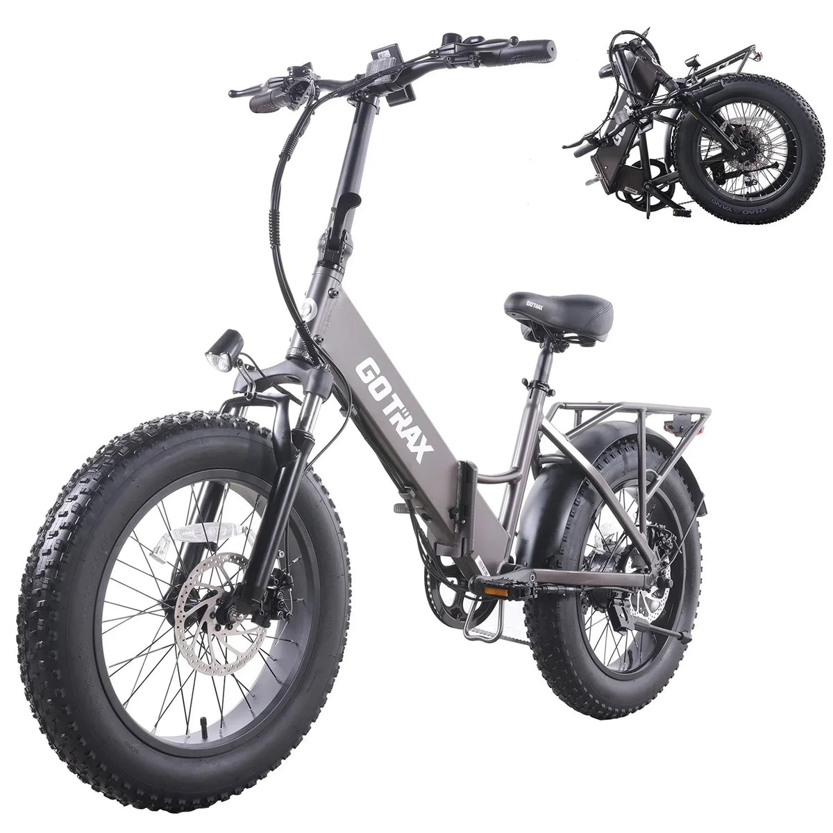 GOTRAX F3 500W Folding Fat Tire Electric Bike, 20in x 4in Tires, 20 MPH, 60 Mile Range - F3