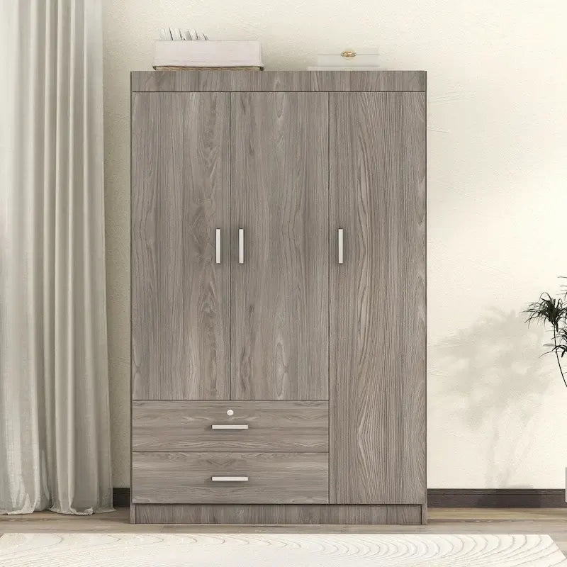 3-Door Wardrobe With 2 Drawers, Shelves And Hanging Rail