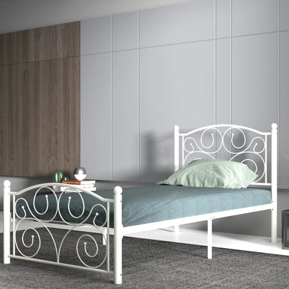 White Twin Size Metal Bed Frame