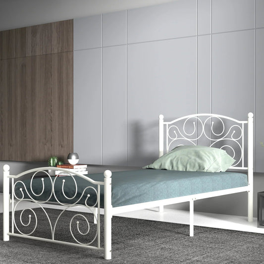 White Twin Size Metal Bed Frame
