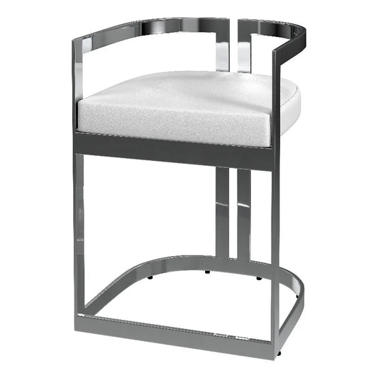Butler Specialty Company Clarence Faux Leather 23in Dining Stool - Nickel Plated