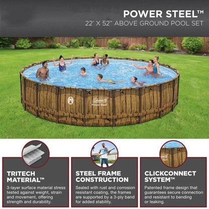 Round Above Ground Pool Set - 22' x 52in