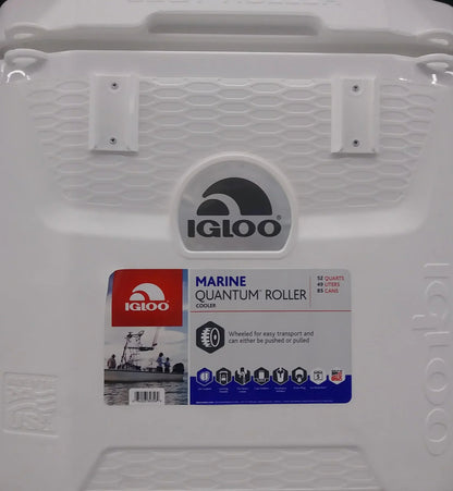 Igloo 52 QT 5-Day Marine Ice Chest Cooler With Wheels, White